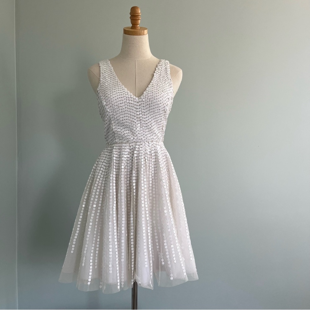 PARKER NY White Sequins Dresss